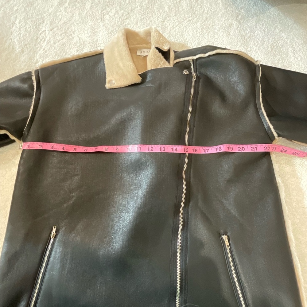 Black and Tan Faux Leather Jacket - Picture 6 of 10